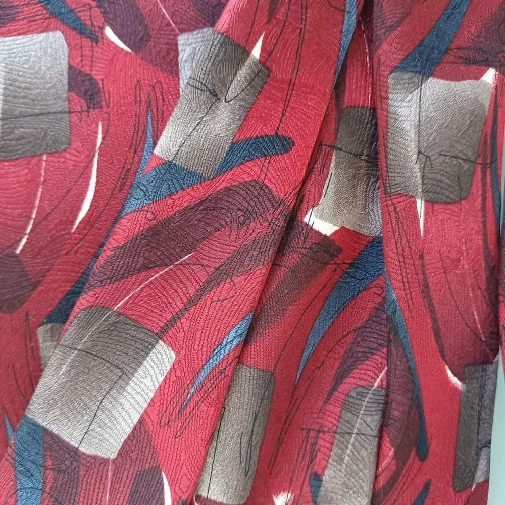 J. Garcia Mens Red Abstract Silk Tie Drummers Collection‎ 32 Vintage 1996 57.5in